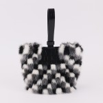 Mini Mink Fur Handbag with Genuine Lamb Leather Handle