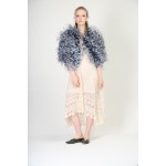 Real Ostrich Feather Shawl in Storm Blue