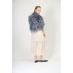 Real Ostrich Feather Shawl in Storm Blue