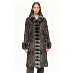 Textured Faux Fur Coat with Bubble Trim