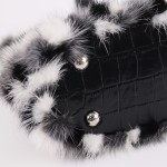 Mini Mink Fur Handbag with Genuine Lamb Leather Handle