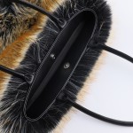Faux Raccoon Fur Handbag with PU Leather Handles