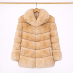 Women's Luxury Short Fox Fur Jacket with Shawl Collar