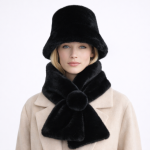 Women's Luxury Fur Bucket Hat & Scarf Set