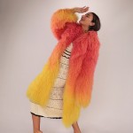 Gradient Shearling Wool Coat – Vibrant Elegance in Real Lamb Fur