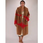 Oversized Color Block Faux Fur Coat