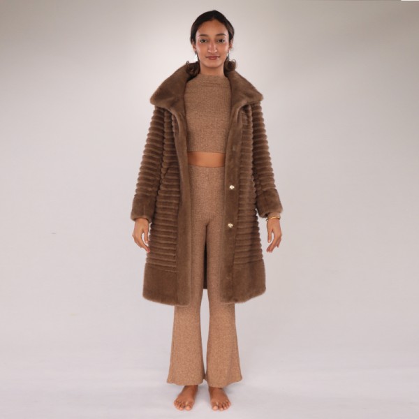 Faux Mink Fur Coat